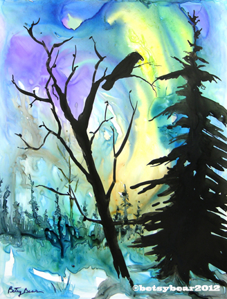 Raven Lights watercolor