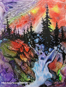 Sunset Falls watercolor
