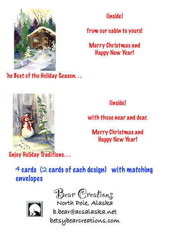 Cabin and Snowman Christmas cards