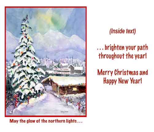 northern lights at North Pole card