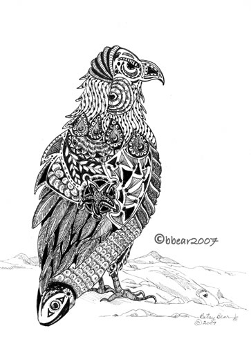 Totem Eagle ink drawing- print